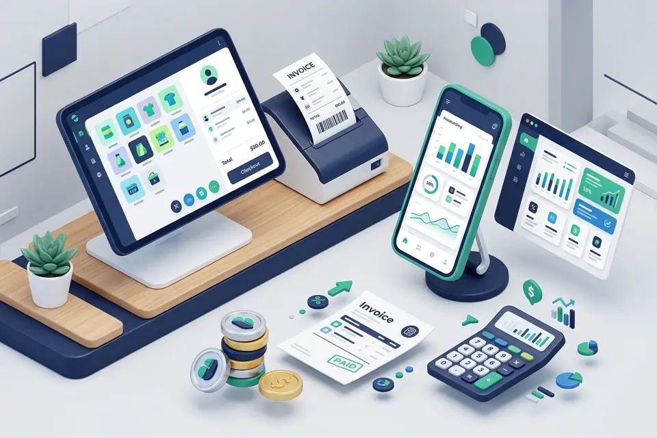 Digital Bookkeeping — customer app, partner app and admin panel illustration