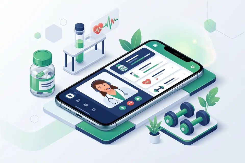 Lab Test Booking — customer app, partner app and admin panel illustration