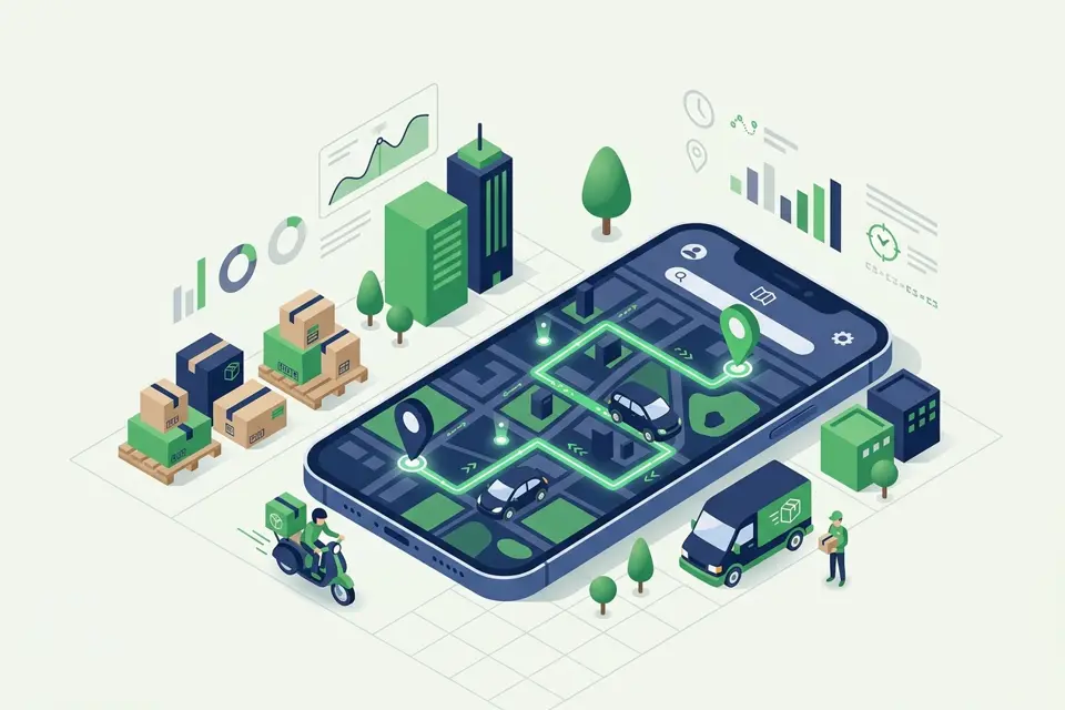 Cab Booking — customer app, partner app and admin panel illustration